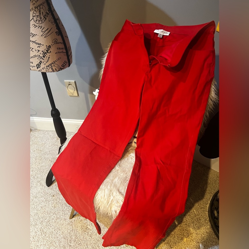 🌹St. John Collection Red/Orange Bright 80% Cotton Pant